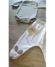 Conjunto Bodie y Polaina Conejito Gris-Todo Amor Baby