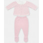 Conjunto de bebé niña de jubón y polaina de punto en rosa bebé-Martín Aranda