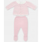 Conjunto de bebé niña de jubón y polaina de punto en rosa bebé-Martín Aranda
