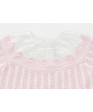 Conjunto de bebé niña de jubón y polaina de punto en rosa bebé-Martín Aranda