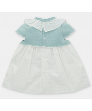 Vestido de bebé niña combinado con microestampado de lunares en verde bebé-Martín Aranda