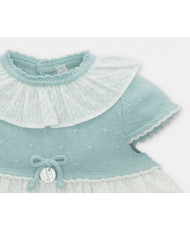 Vestido de bebé niña combinado con microestampado de lunares en verde bebé-Martín Aranda