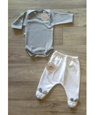 Conjunto Bodie y Polaina Conejito Gris-Todo Amor Baby