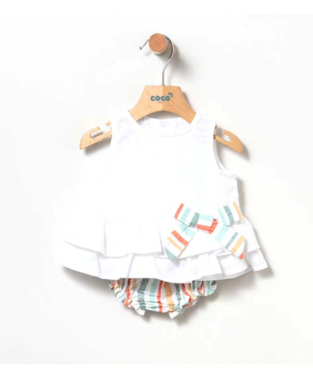 Blusa +Bloomer Rayas Naranja Bebé Niña-Coco Acqua