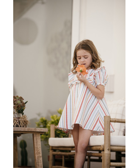 Vestido Rayas Naranja Niña-Coco Acqua