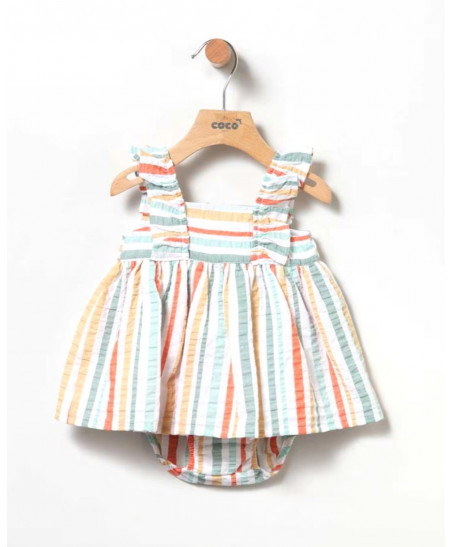 Vestido+Braga Rayas Naranja Bebé Niña-Coco Acqua
