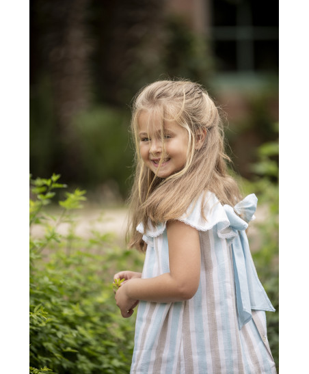 Vestido Rayas Turquesa Niña-Coco Acqua