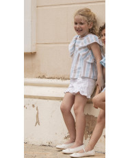 Short+Bluson Rayas Turquesa Niña-Coco Acqua