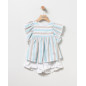 Short+Bluson Rayas Turquesa Niña-Coco Acqua