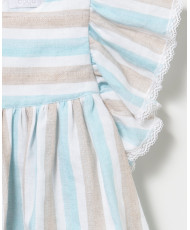 Short+Bluson Rayas Turquesa Niña-Coco Acqua