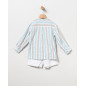 Conjunto Camisa Rayas Turquesa+Bermuda Blanca Niño-Coco Acqua