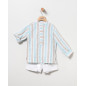 Conjunto Camisa Rayas Turquesa+Bermuda Blanca Niño-Coco Acqua