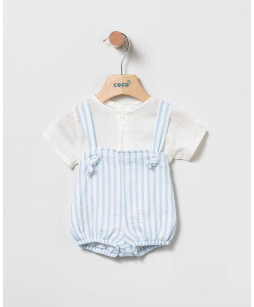 Blusa+Bloomer Rayas Celeste Bebe-Coco acqua