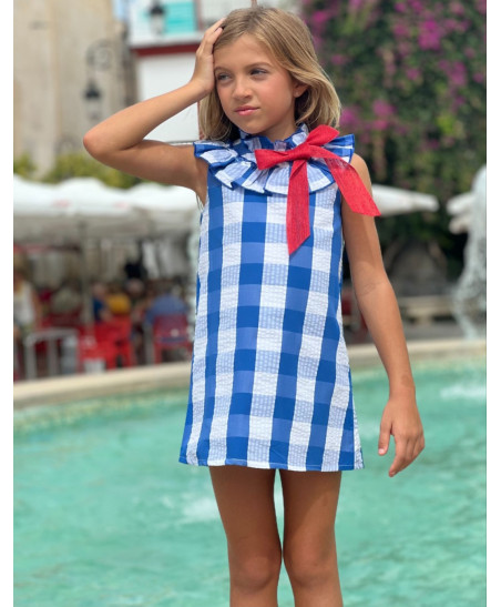 Vestido Niña Cuadros Azules-Nachete