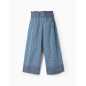 Pantalones De Talle Alto Con Estampado Para Niña 'Wide Leg', Azul/Blanco-Zippy