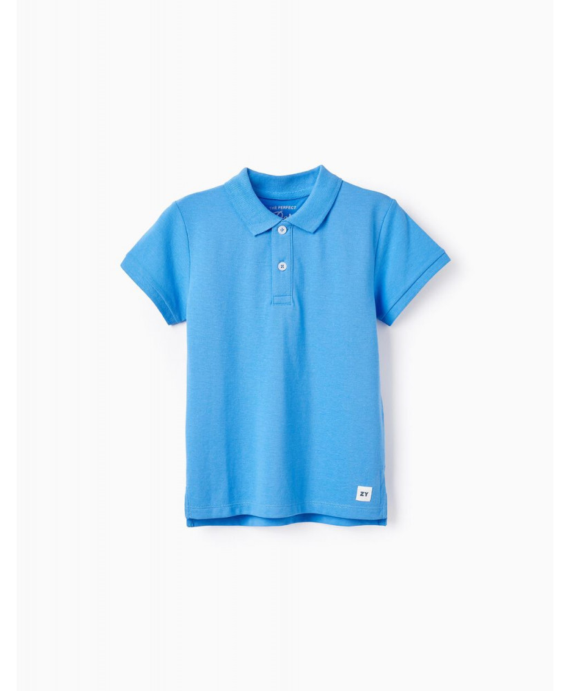 Polo En Piqué De Algodón Para Niño, Azul-Zipy