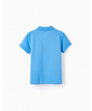 Polo En Piqué De Algodón Para Niño, Azul-Zipy