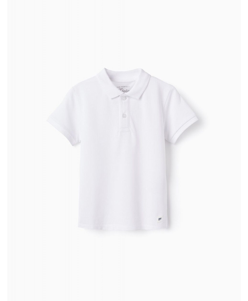 Polo De Algodón Para Niño, Blanco-Zippy