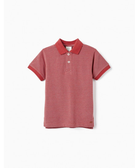 Polo En Piqué De Algodón Para Niño, Rojo Ladrillo-Zippy