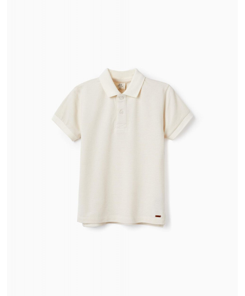 Polo En Piqué De Algodón Para Niño, Blanco-Zippy