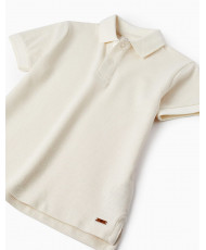 Polo En Piqué De Algodón Para Niño, Blanco-Zippy