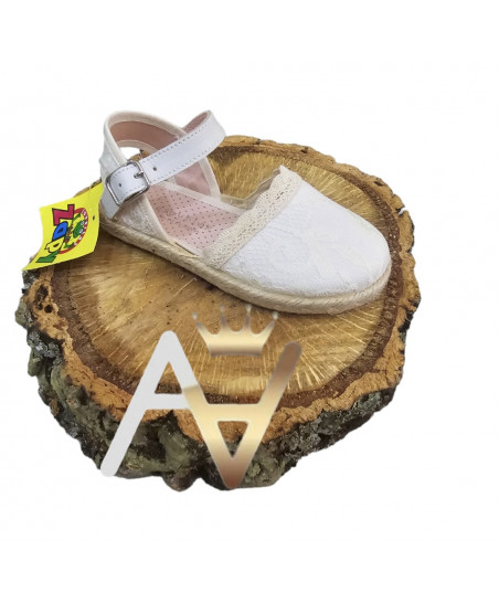 Sandalia Esparto Encaje Beige-Zapy