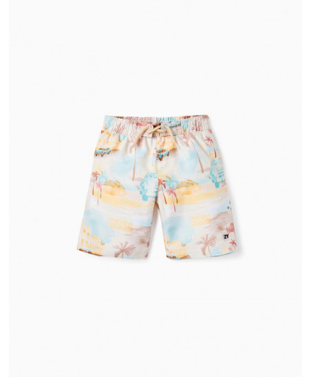 Bañador Short UPF 80 Con Motivo Para Niño 'Cuba', Amarillo-Zippy