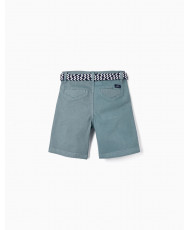 Pantalones Cortos Midi Con Cinturón Para Niño, Azul-Zippy