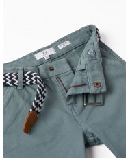 Pantalones Cortos Midi Con Cinturón Para Niño, Azul-Zippy