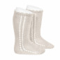 Calcetines altos perlé calado lateral LINO-Cóndor
