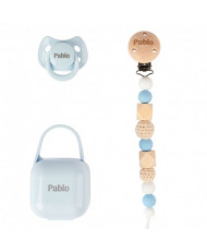 Pack COCO - Azul (Chupete + Cadena Silicona + Portachupete)-Boann