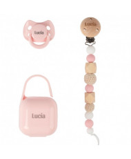 Pack COCO - Rosa (Chupete + Cadena Silicona + Portachupete)-Boann