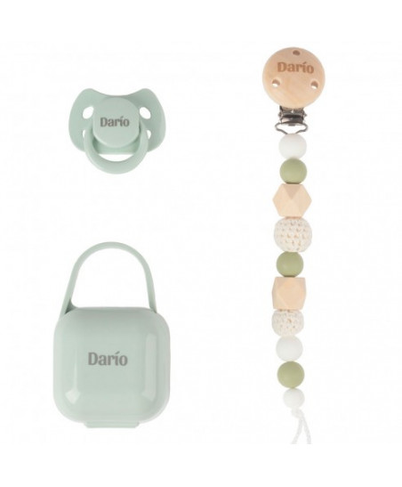 Pack COCO - Verde (Chupete + Cadena Silicona + Portachupete)-Boann