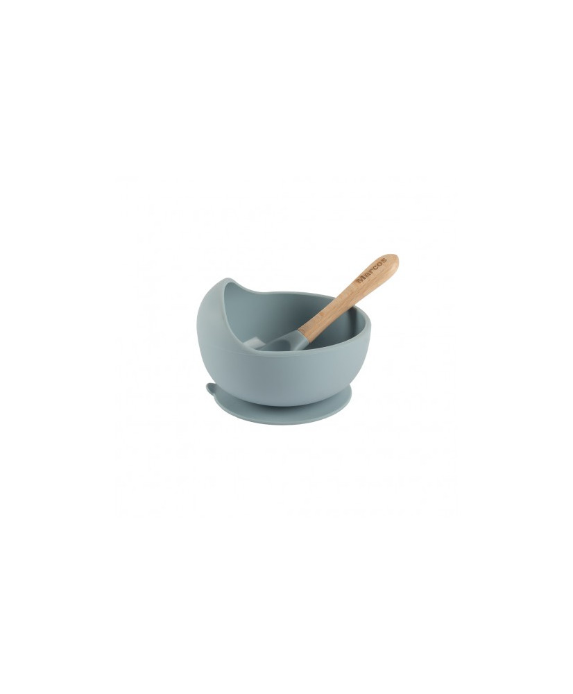 Bol de Silicona con Cuchara de Madera Personalizado -Boann