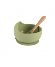 Bol de Silicona con Cuchara de Madera Personalizado -Boann