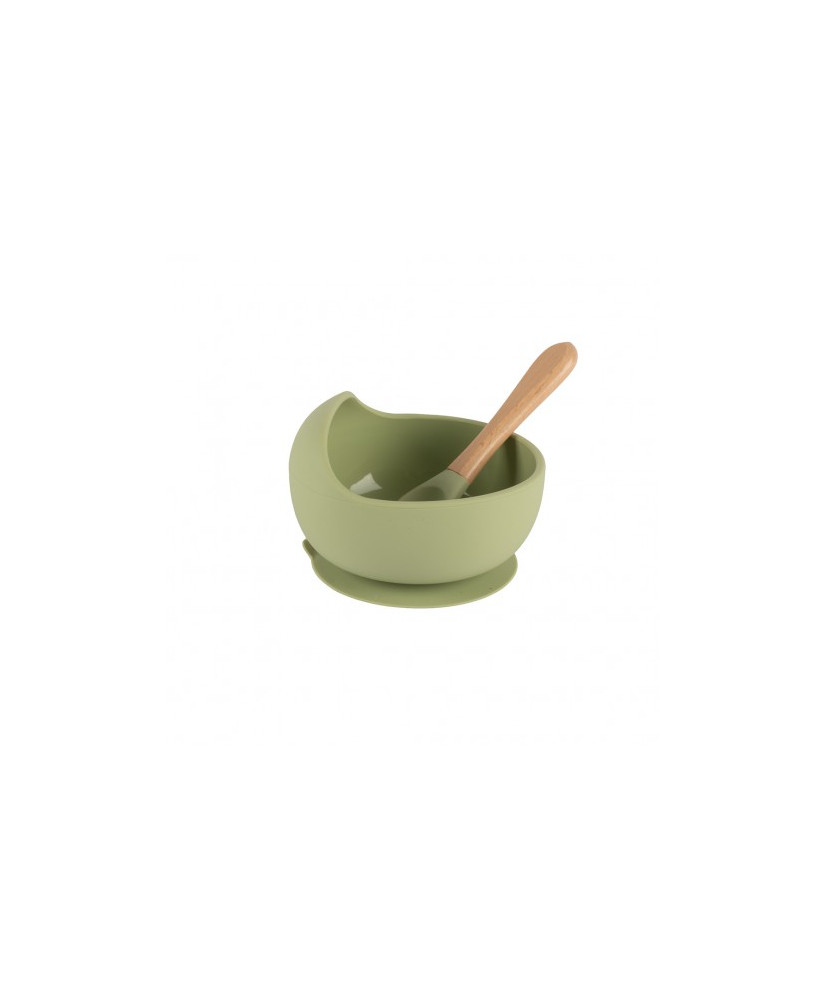 Bol de Silicona con Cuchara de Madera Personalizado -Boann