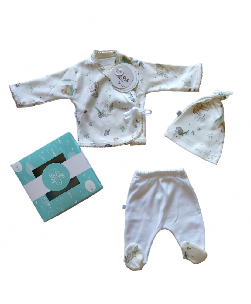 Conjunto 3 Piezas Prematuro Estampa Foresta-Todo Amor Baby