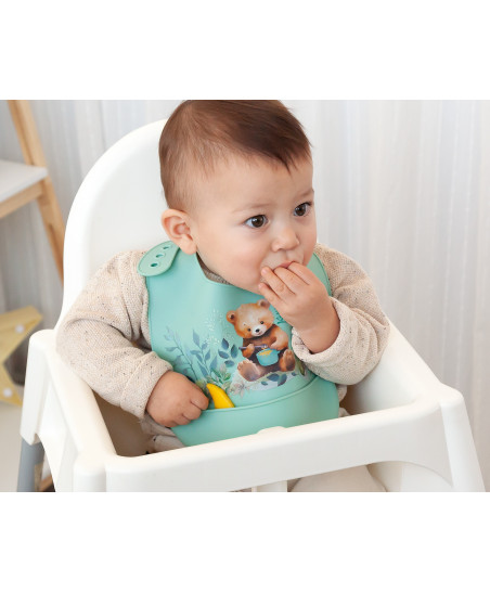 BABERO BLANDITO SILICONA OSO SAGE COLECCIÓN "HONEY"-Kiokids