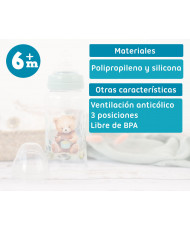 BIBERÓN ANTÓLICOS 360ML OSO SAGE Colección"Honey"-KIOKIDS