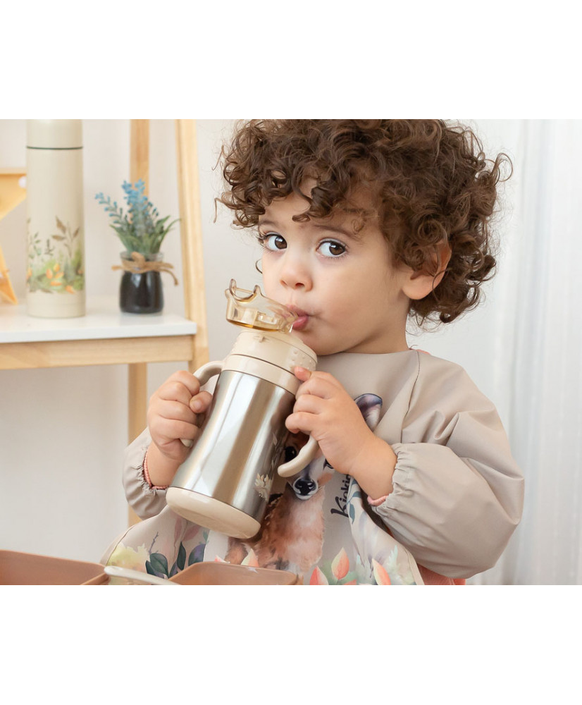 BOTELLA ENTRENAMIENTO CIERVO BEIGE 280ML ACERO INOXIDABLE-KIOKIDS