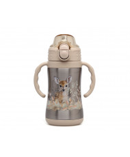 BOTELLA ENTRENAMIENTO CIERVO BEIGE 280ML ACERO INOXIDABLE-KIOKIDS