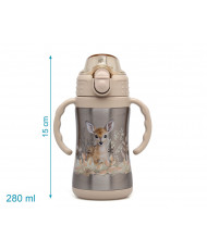 BOTELLA ENTRENAMIENTO CIERVO BEIGE 280ML ACERO INOXIDABLE-KIOKIDS