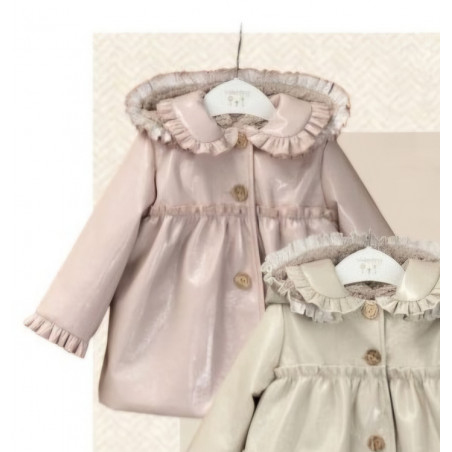 Valentina Bebés Abrigo Charol con Capucha Beige-Valentina