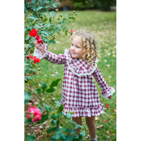 Vestido Niña Pequeño Vichy Burdeos-La Ormiga