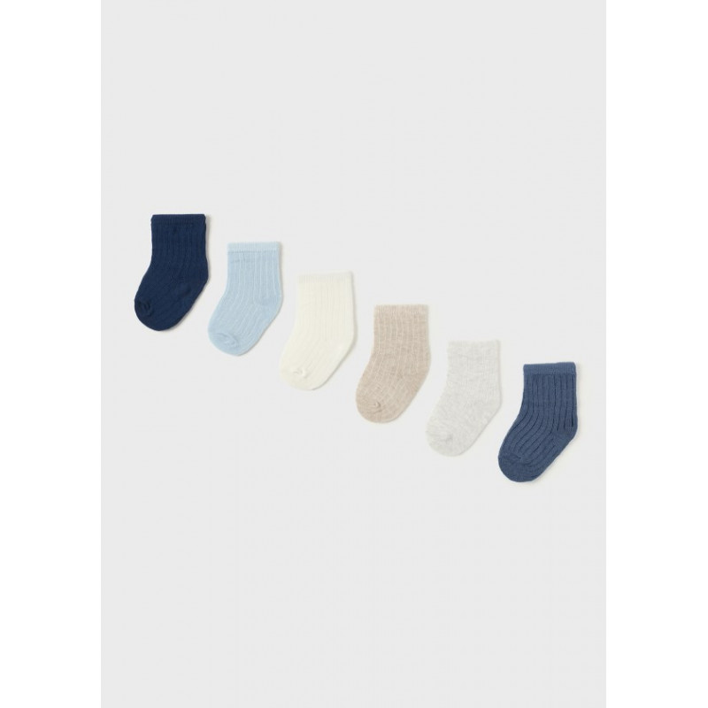 Set 6 calcetines lisos recién nacido Azules-Mayoral