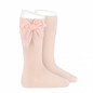 Calcetines altos punto liso con lazo de terciopelo NUDE(674)-Cóndor