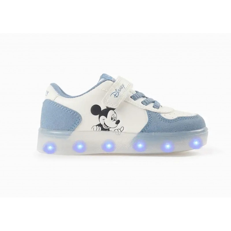 Zapatillas Con Luces Para Bebé Niño 'Mickey', Blanco/Azul-Zippy