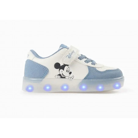 Zapatillas Con Luces Para Bebé Niño 'Mickey', Blanco/Azul-Zippy