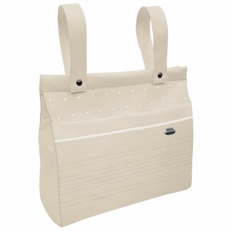 Bolsos Leslie Piqué Jaretas Camel Puntilla y Topitos Crudo-Dydados