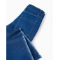 Pantalón Vaquero con Bajos Deshilachados para Niña 'Wide Leg', Azul-Zippy